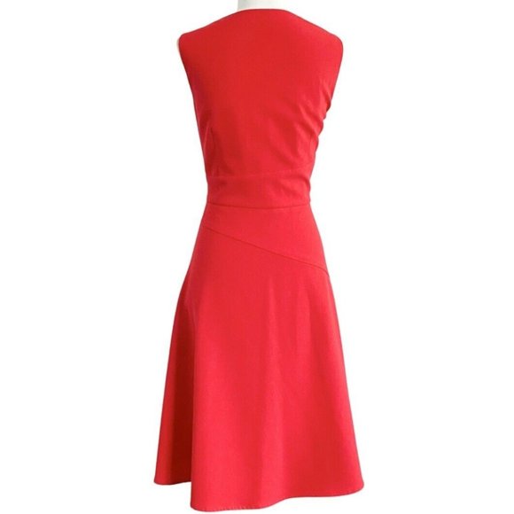 Calvin Klein Sleeveless V-Neck Amaranth Red Fit & Flare Woven Dress Size 10 - Picture 4 of 7